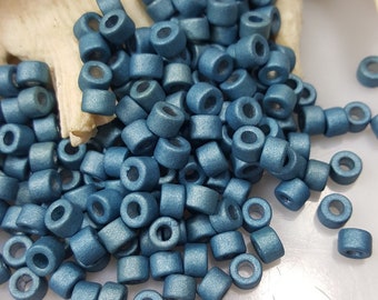 6x4mm Mykonos Greek Ceramic Mini Tube Beads - Deco Blue #602 - Select 50 or 100 Beads
