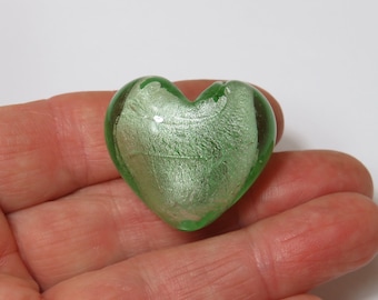 25~27mm Large Foiled Puffy Heart Vintage Beads, Select Colour