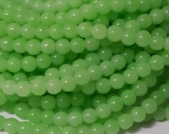 8mm Mint Green Glass Beads - 16"Strand