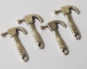 20x12mm Antique Silver Hammer Metal Charms, 20 Pcs