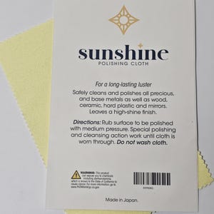 Sunshine Jewellery Polishing Cloth, 7.5&quot; x 5&quot; (Large) - Sold Individually