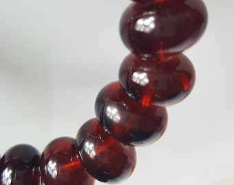 Ręcznie robione przez Deb Dark Topaz Effetre (szkło Murano) (lampwork) Rondelle Beads, 10 koralików