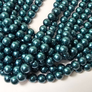 10mm Blue Zircon Round Glass Pearl Beads