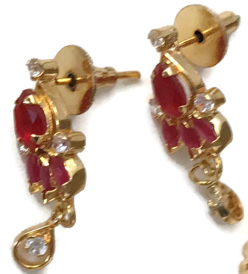 White /& Red Polki with Ruby Stones Pendants in 4 Lines Red Crystals Necklace Mala Earrings Set Indian Bollywood Party wear Jewelry .Na n196
