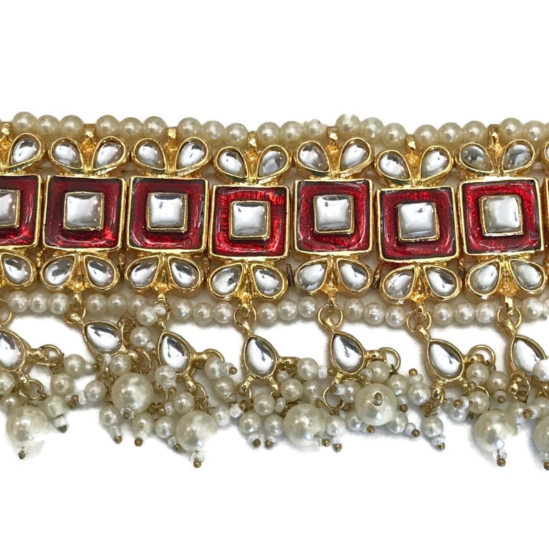 Maang Tikka Earring Set Kundan /& Pearls Choker Golden Necklace Na n463 Indian Bollywood Fashion Party wear Jewelry