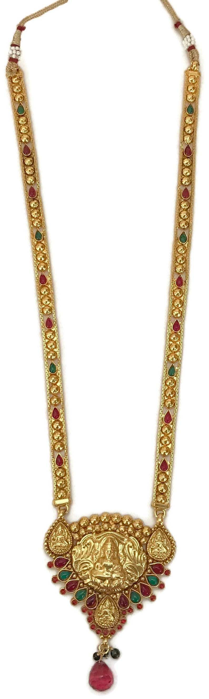 Indian Jewelry Polki Lakshmi Ji Necklace Pendant Set Indian Temple Bollywood Party wear Jewelry Na n180