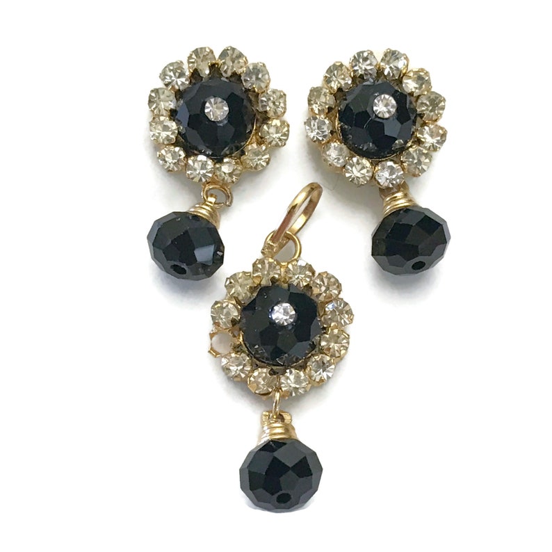 Indian Bollywood Fashion Party wear Jewelry Black /& White Polki Golden Pendant Earring Set Pa p101