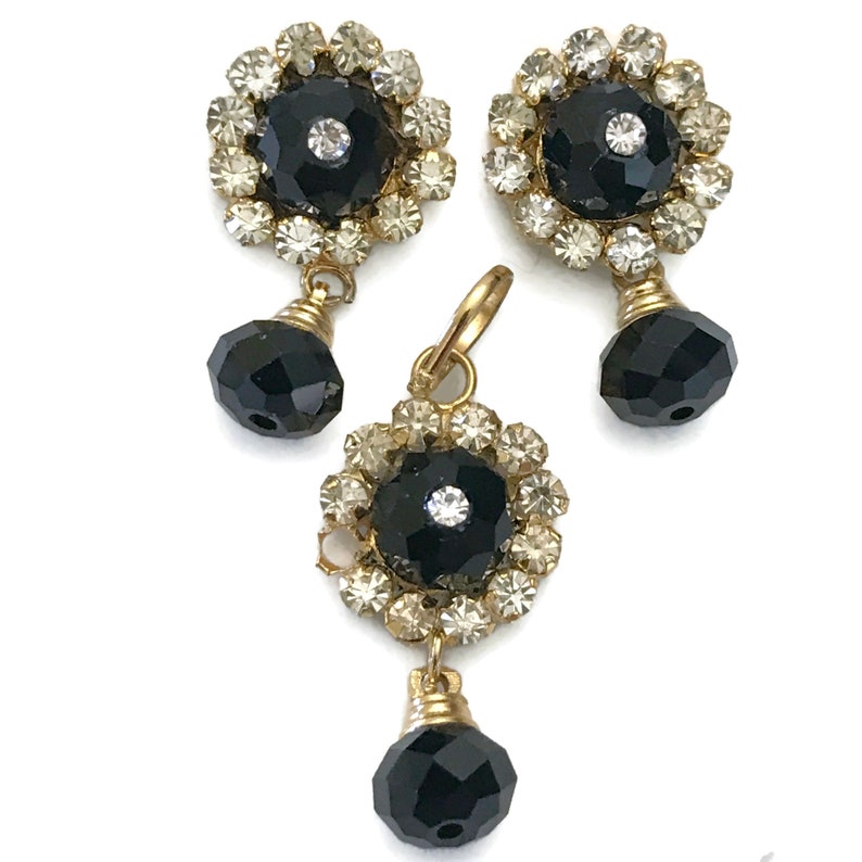Indian Bollywood Fashion Party wear Jewelry Black /& White Polki Golden Pendant Earring Set Pa p101