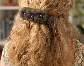 Floral Felted Hair Clips