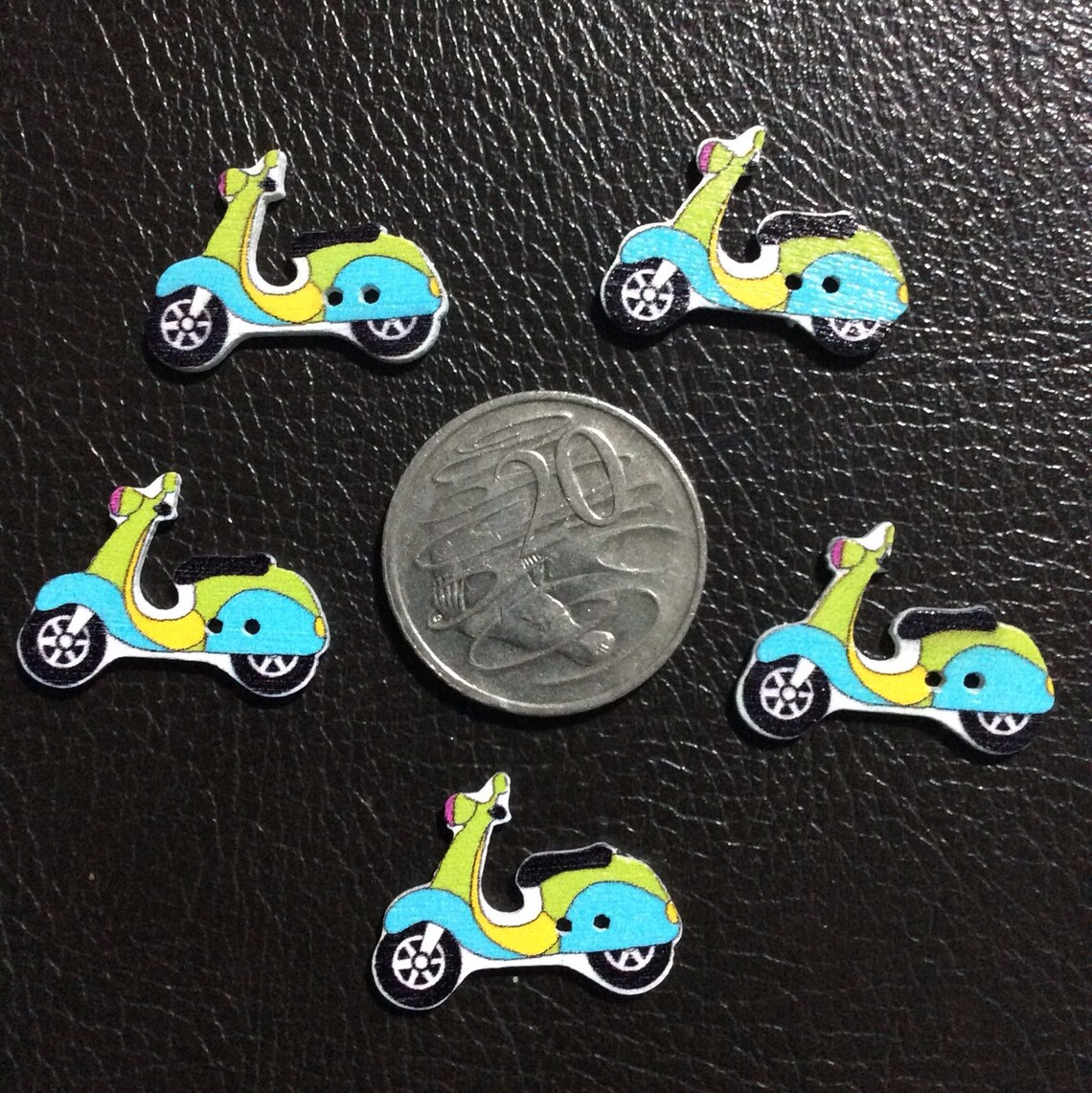 Scooter Motorcycle Various Colours Wood Buttons Packs of 5 Etsy