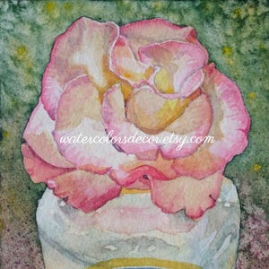 Water Color : Original Pink Rose Watercolor Painting. Rose painting. Watercolor floral. Rose wall art. Rose picture. Watercolor art.