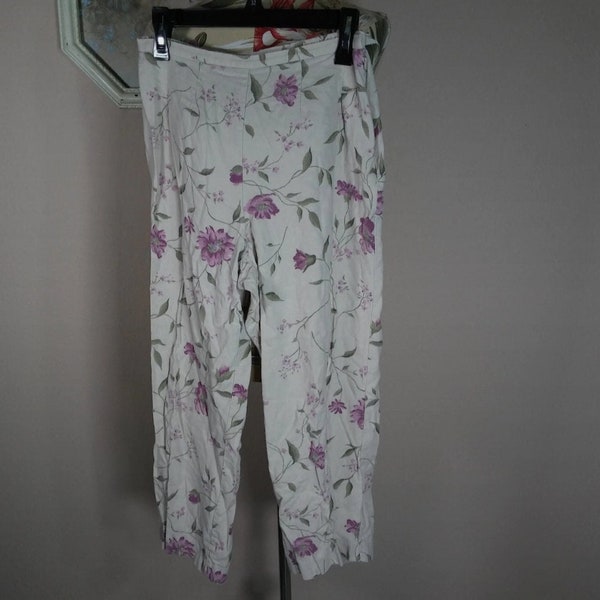 Vintage 00s Linen Blend Floral Pants S