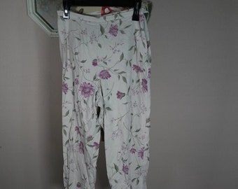 Vintage 00s Linen Blend Floral Pants S