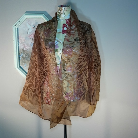 Vtg 80s Sheer Gold Carnation Wrap M