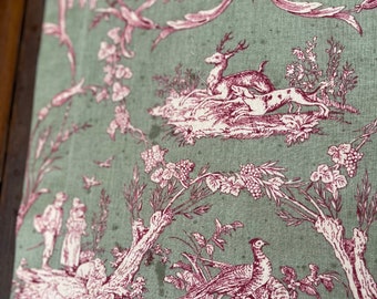 Green Toile Table Runner: French Country Cotton (14x118 inches)