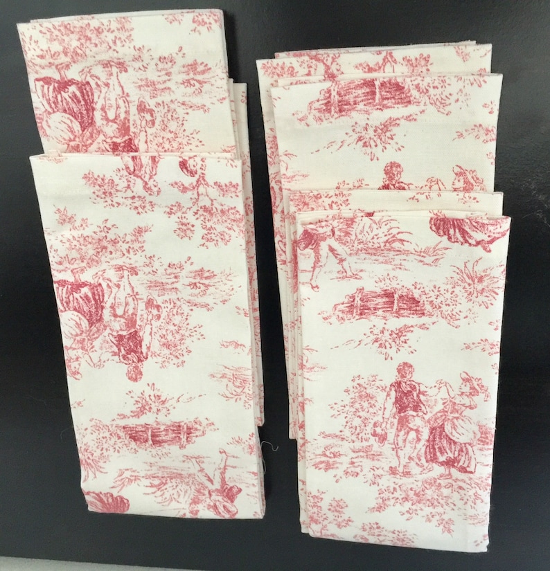Handmade Toile Tea Napkins French Inspired Napkins Etsy