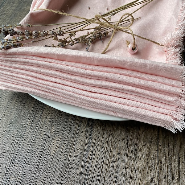 Cottage Core Napkins | Frayed edges napkins | pink napkins | Mother’s Day Napkins | wedding Napkins | Sweet Sixteen napkins | Spring napkin