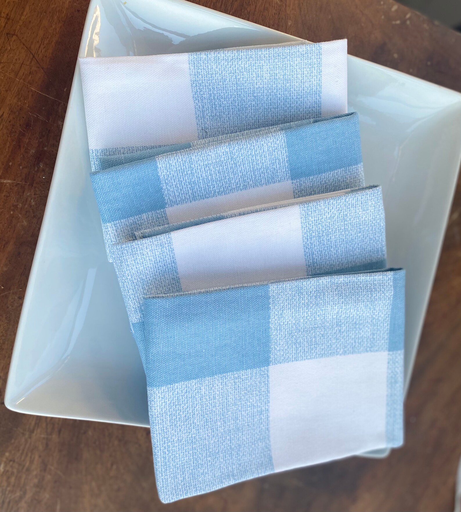 Plaid Napkins Cashmere Blue and White Napkins Buffalo Etsy