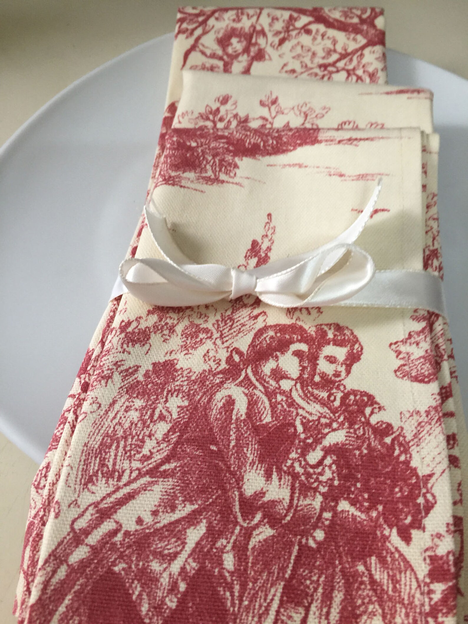 Toile Dinner Napkins Size 20by 20inches/ Toile Fabric Napkins/ Etsy