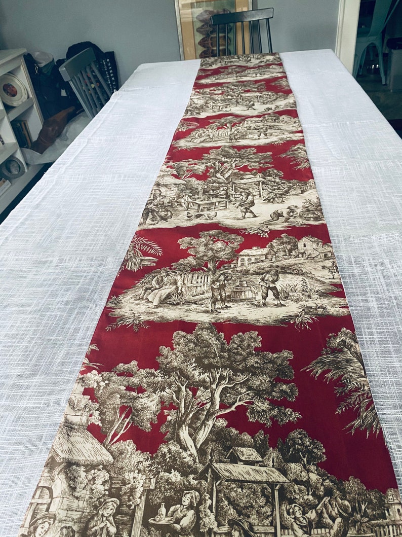 French Country Table Runner Extra Long Toile Runner. Etsy