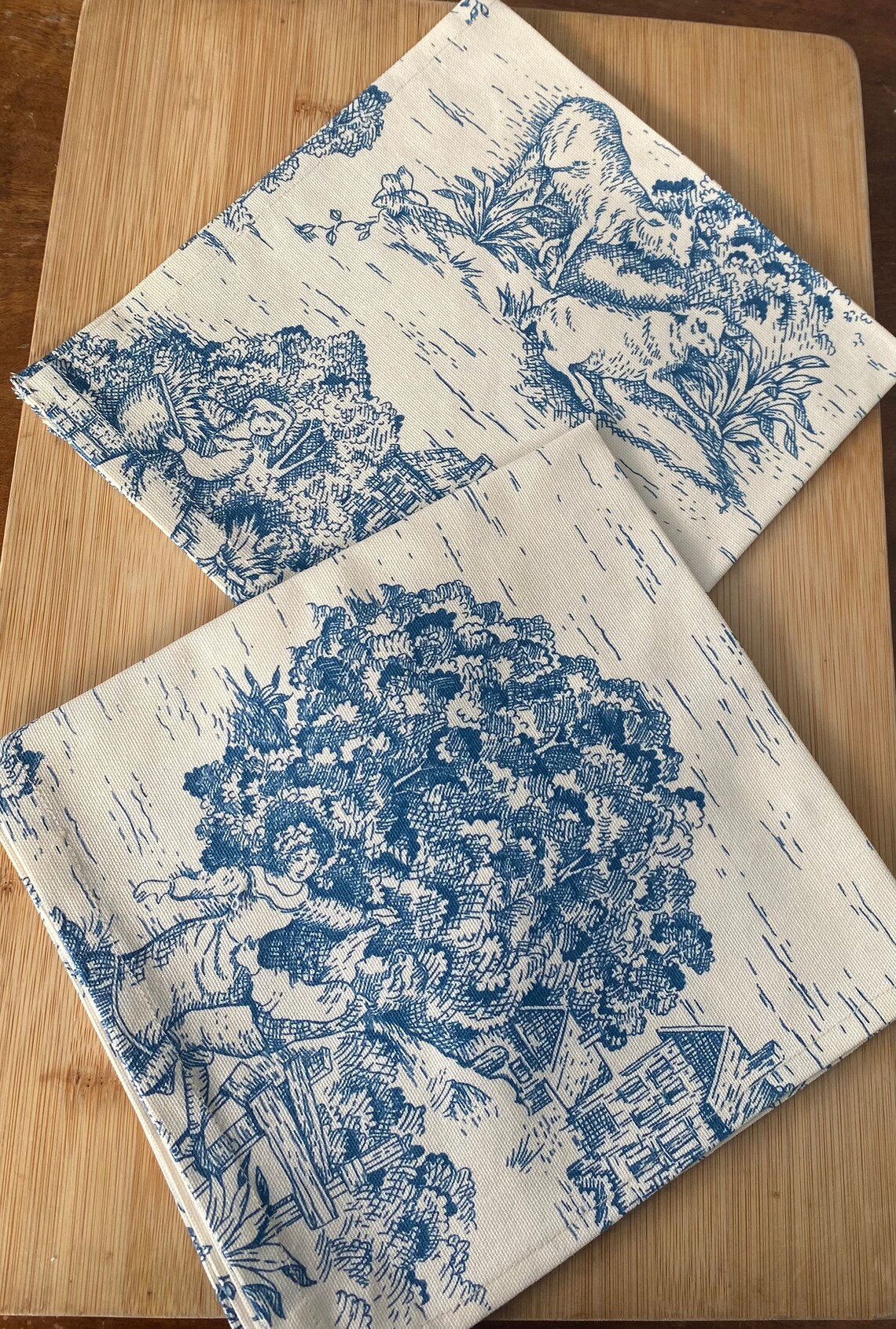 Blue Toile Napkins French Country Napkins Farmhouse Etsy
