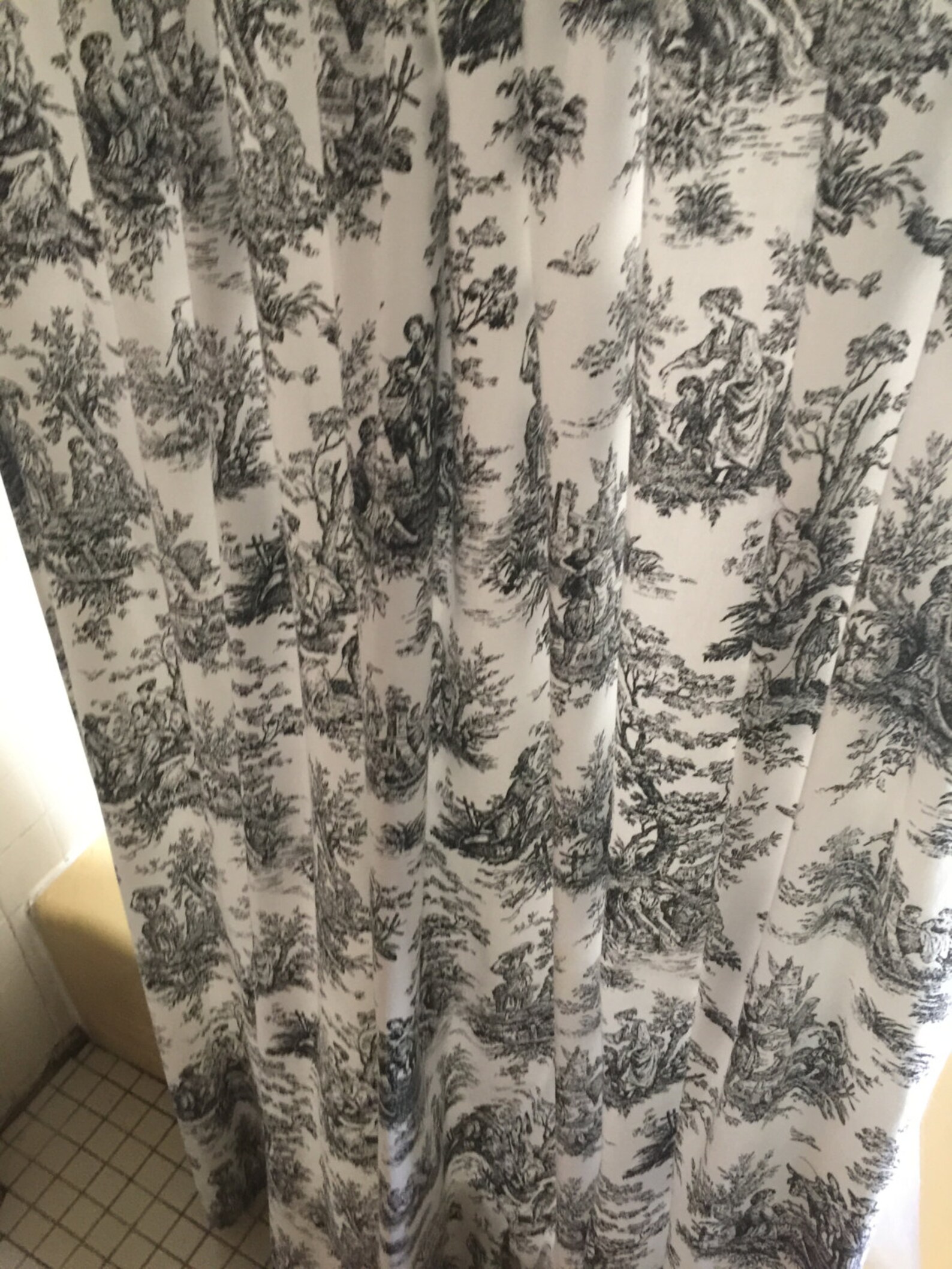 Black and White Jamestown Toile Fabric Shower Curtain Etsy