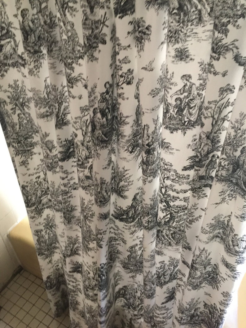 Black and White Jamestown Toile Fabric Shower Curtain Etsy