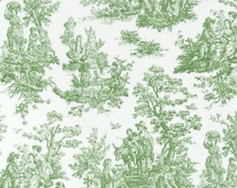 Green Toile Window Valance: Country Cotton Duck Fabric