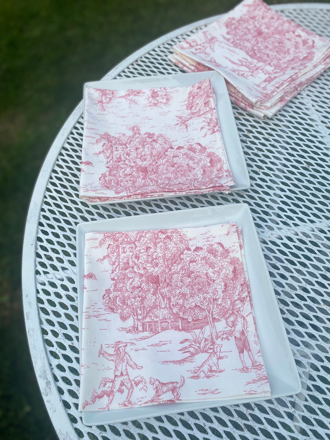 Blue Toile Napkins French Country Napkins Farmhouse Etsy