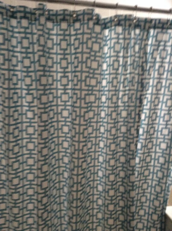Handmade Extra Wide Aqua Blue Fabric Shower Curtain Made From Image 0