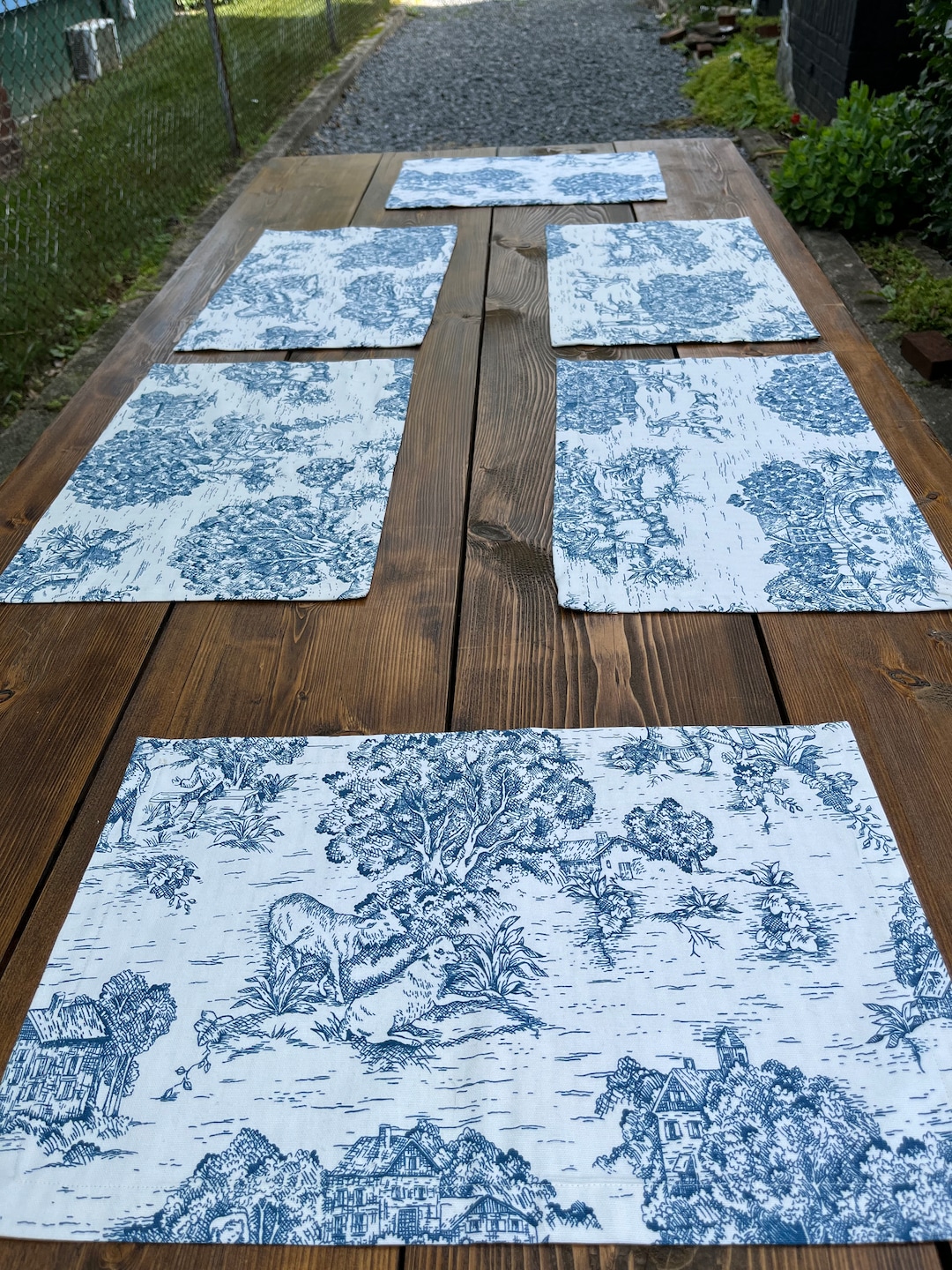 Reversible Placemat Toile Placemat Navy Blue Placemat French Country