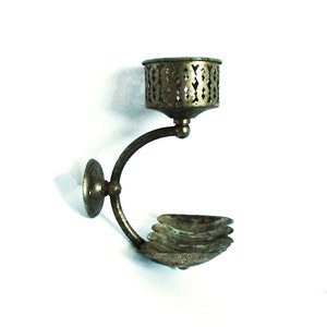 Antique Cup & Soap Holder Wall Mount Silver Tone Metal Nickel ? Edwardian Vintage Soap Holder Combo