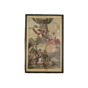 Atlas Minor Titel Seite 1740 Kupferplattendruck Handkolorierter Gerahmter Atlas Minor Visscher Vintage Gravurdruck Antike Nicolaes Visscher