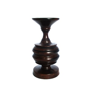 Vintage Turned Wood Candlestick: Country Farmhouse Candle Holder