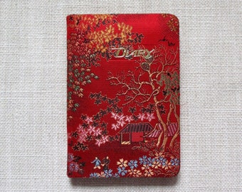Small Vintage Diary Floral Asian Silk Brocade Fabric Covered Diary Pocket Size Vintage Journal