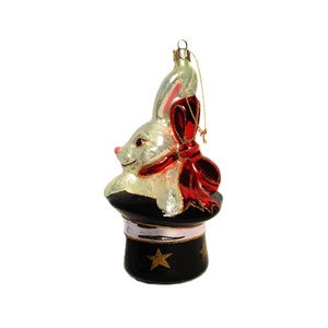Kurt Adler Polonaise Ornament Magician&#39;s Hat Art Glass Christmas Ornament 2001 Kurt Adler Christmas Ornament Rabbit in Hat