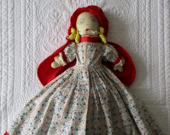 Muñeca de trapo vintage de Caperucita Roja, muñeca de trapo que se voltea y se tuerce