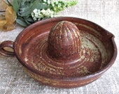 Studio Pottery Lemon Squeezer Dish w Handle Handmade Artisan Signed Country Kitchen Beauty