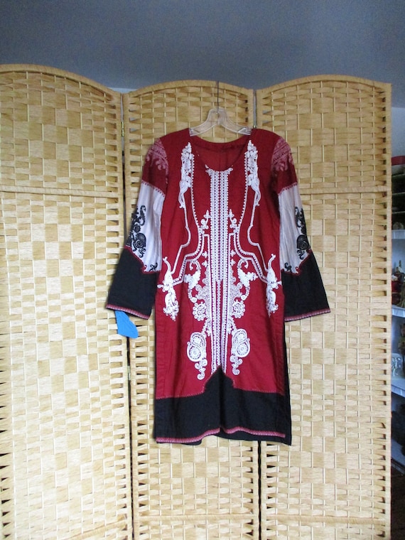 Embroidered Kurti Tunic XS Indian Cotton Kurti Kur