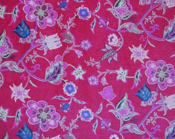 Floral Corduroy Fabric 3.4 YD's Deep Red Corduroy