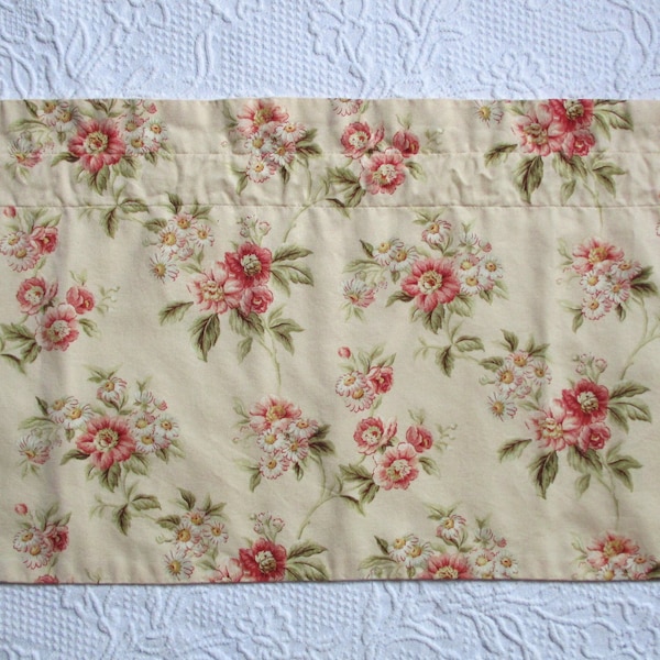 Pink Floral Valance Lined All Cotton Valance 50" French Country Flowers Handmade Valance