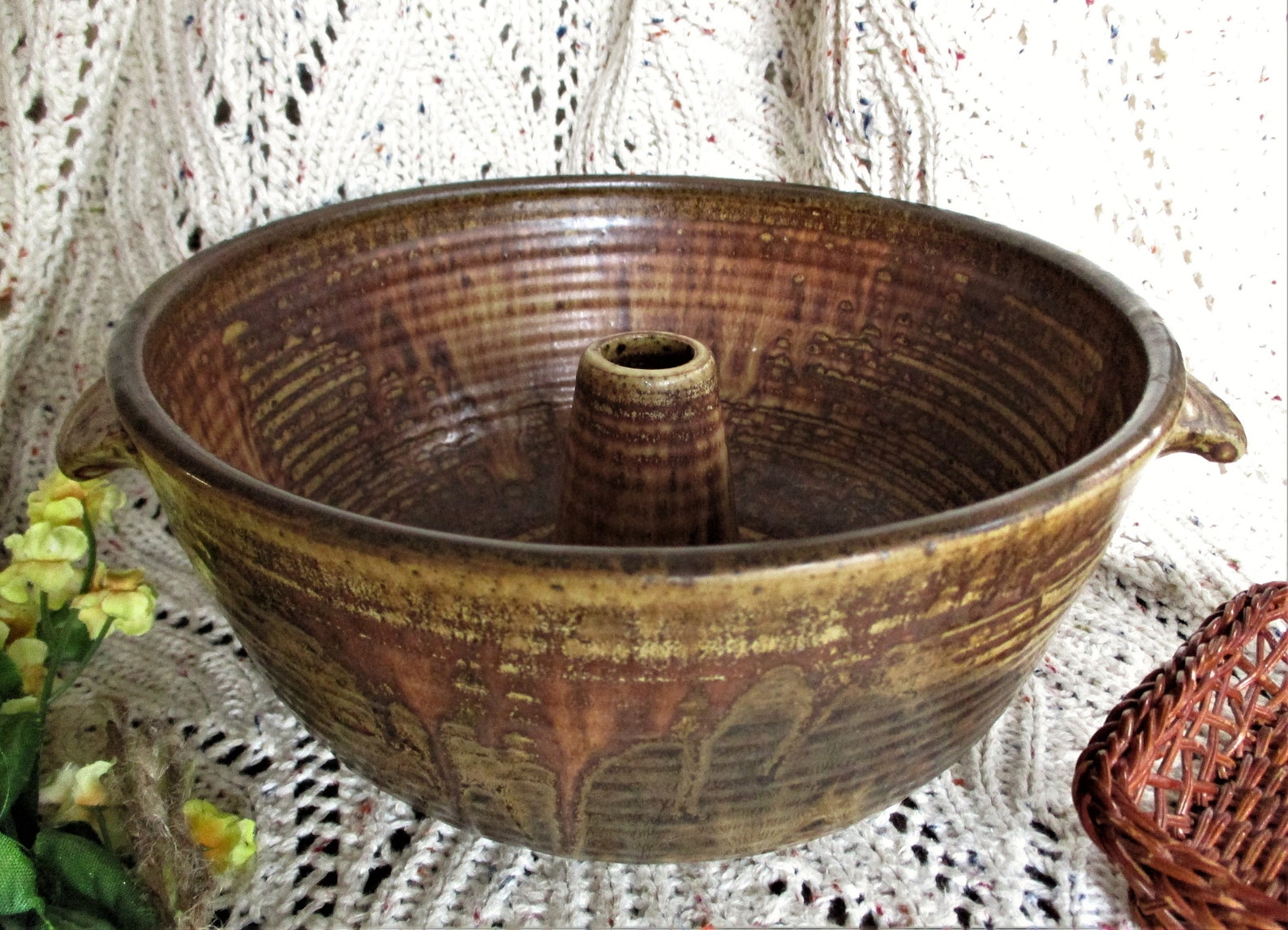 Handmade Studio Pottery Lakewood Drip Glaze Large Bundt Pan | Etsy