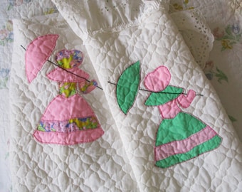 Crinoline Lady Pillow Slips Lace Ruffled Quilted Vintage Applique Shams