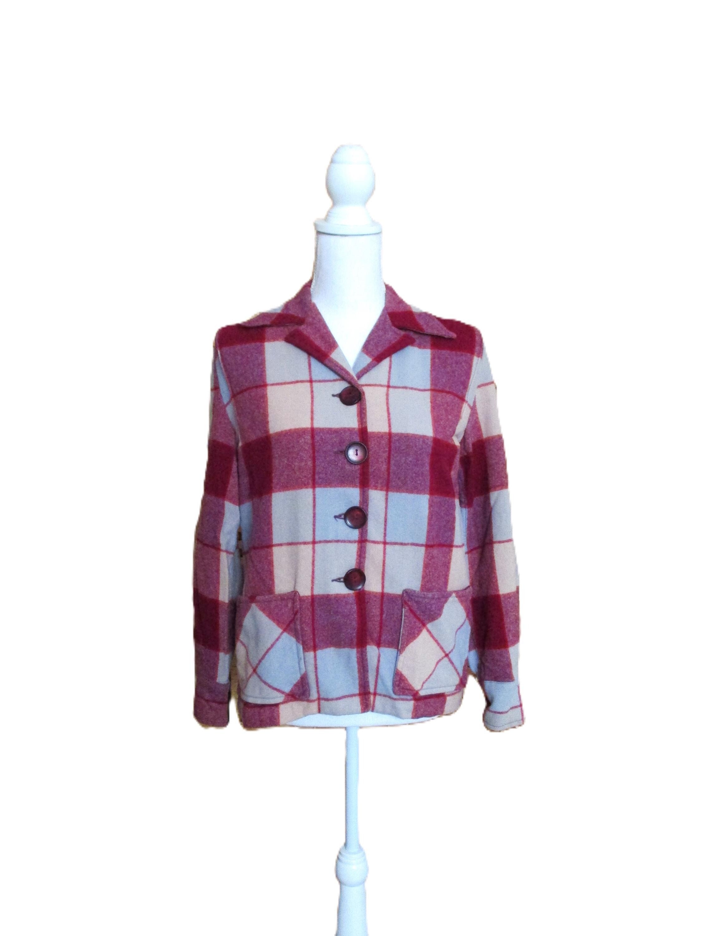 Vintage 40s Merrill Woolens Shadow Plaid Wool Western Jacket