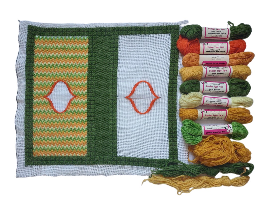 Large Bargello Needlepoint Kit MCM Modern Vintage Canvas & Etsy