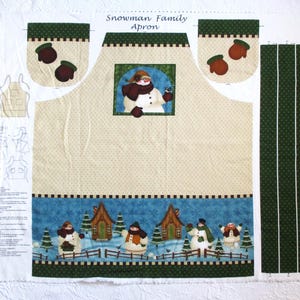 Snowman Apron Panel Fabric VIP Cranston Fabric Christmas Apron Panel & Oven Mitts Cotton Snowman Fabric Country Christmas Fabric