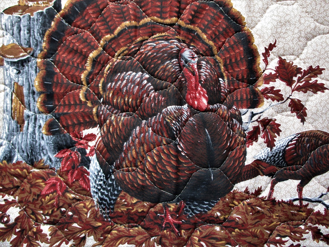 Thanksgiving Turkey Quilted Placemats 8 Handmade Vintage Etsy