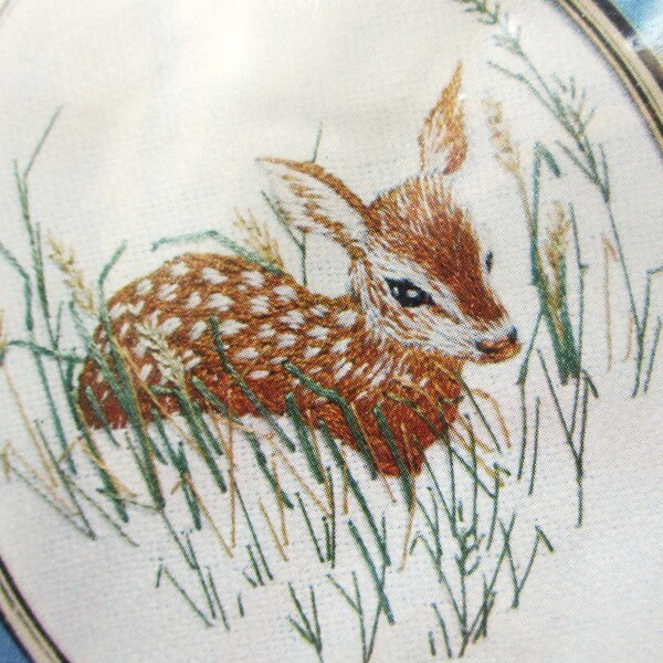 Cathy Alexander Embroidery Kit Fawn Deer Golden Ovals Vintage Embroidery Kit with Frame Sealed