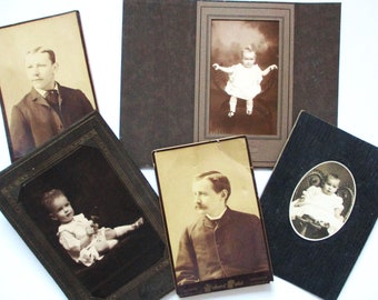 Vintage Photographs Baby Photos & Men Cabinet Cards Sepia Victorian Portraits Vintage Studio Photograph Lot