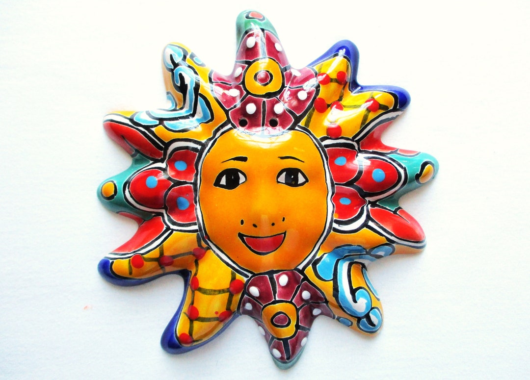Talavera Sun Face Wall Hanging Mexican Pottery Sun Wall Art Etsy
